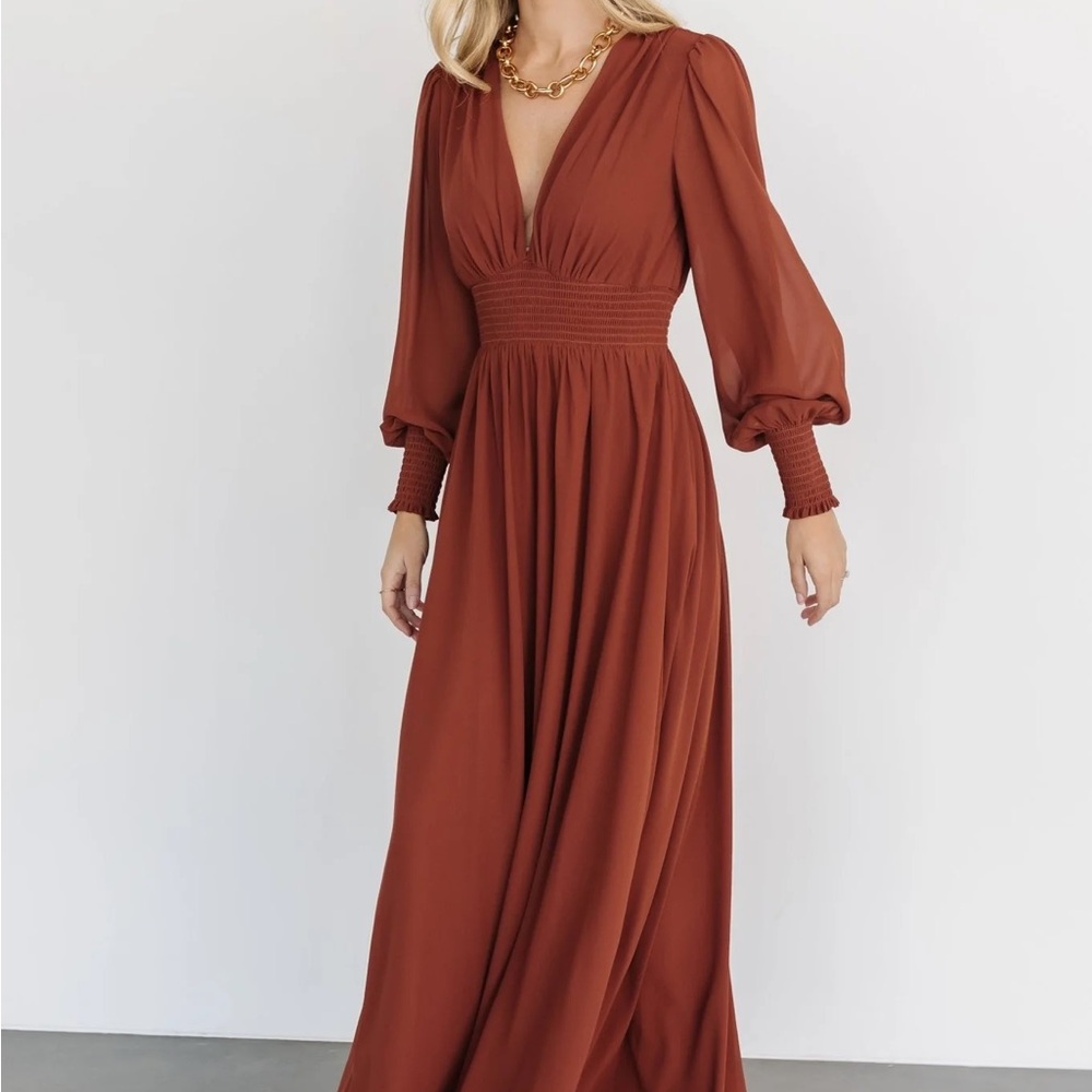 Baltic Born Rust Long Sleeve Maxi Dress